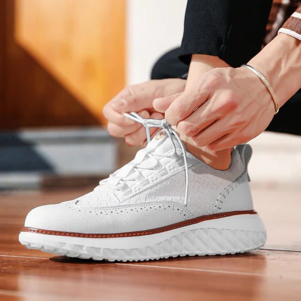 Lace-Up Mesh Leather Sneakers for Men - View 12