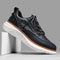 Lace-Up Mesh Leather Sneakers for Men - Black