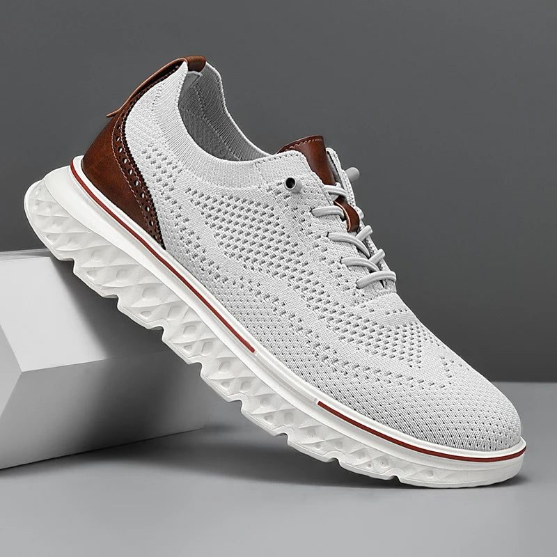 Lace-Up Mesh Performance Sneakers for Men - Gray