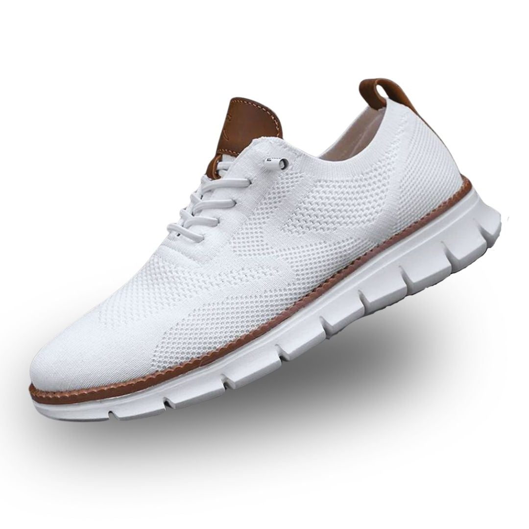 Lace-Up Mesh Walking Shoes for Men - White