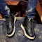 Lace-Up Moc Toe Work Boots for Men - Black