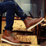 Lace-Up Moc Toe Work Boots for Men - View 4