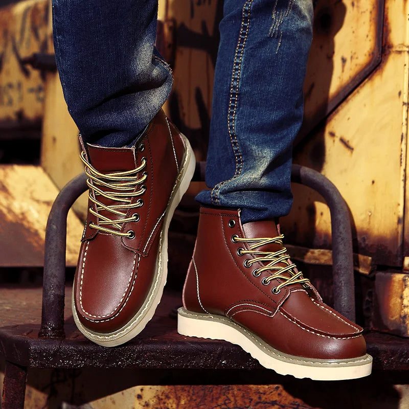 Lace-Up Moc Toe Work Boots for Men - View 6