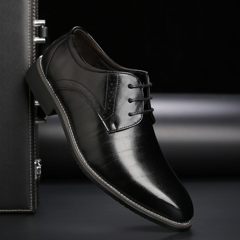 Lace-Up Pointed Toe Derby Shoes for Men