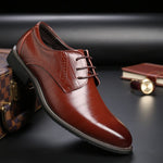 Lace-Up Pointed Toe Derby Shoes for Men - Red