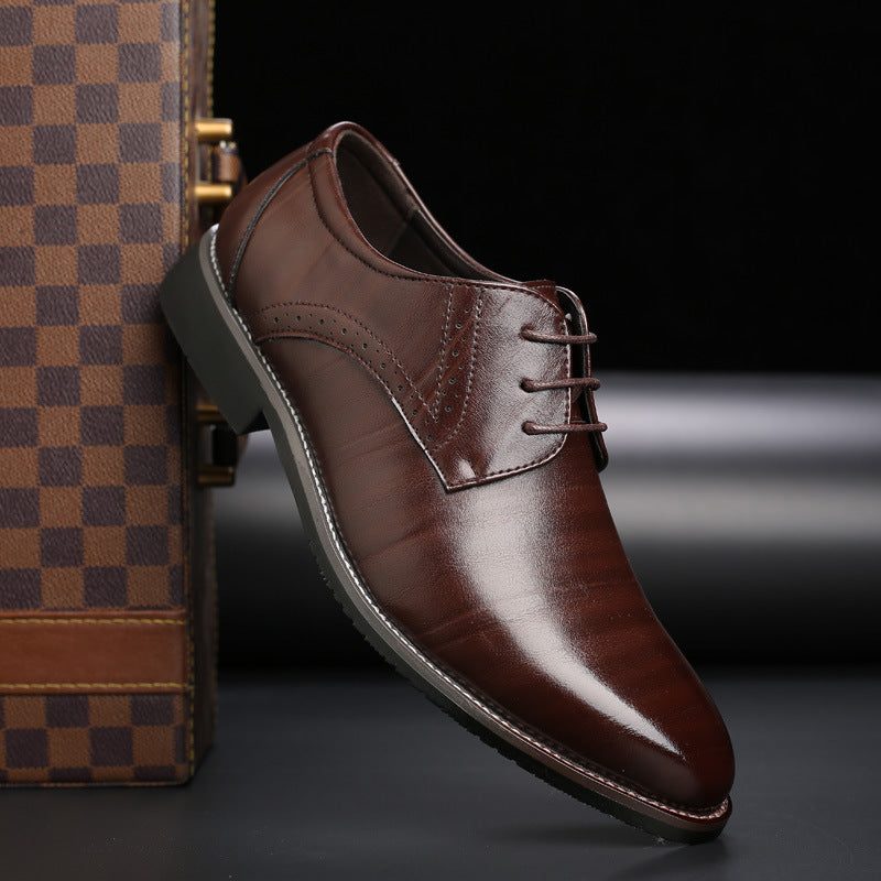 Lace-Up Pointed Toe Oxford Shoes for Men - Brown
