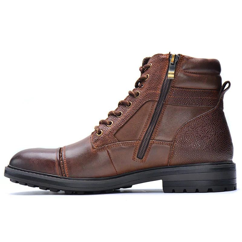 Lace-Up Side Zip Work Boots for Men