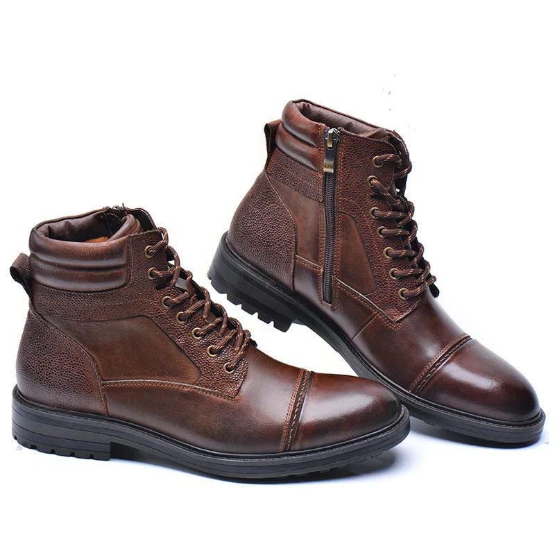 Lace-Up Side Zip Work Boots for Men - View 3