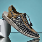 Lace-Up Woven Closed Toe Sandals for Men - Brown