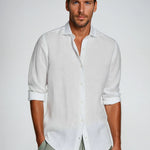 Lapel Collar Linen Long Sleeve Shirt for Men
