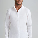 Lapel Collar Linen Long Sleeve Shirt for Men - View 5