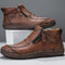 Leather Lace-Up Ankle Boots for Men - Brown