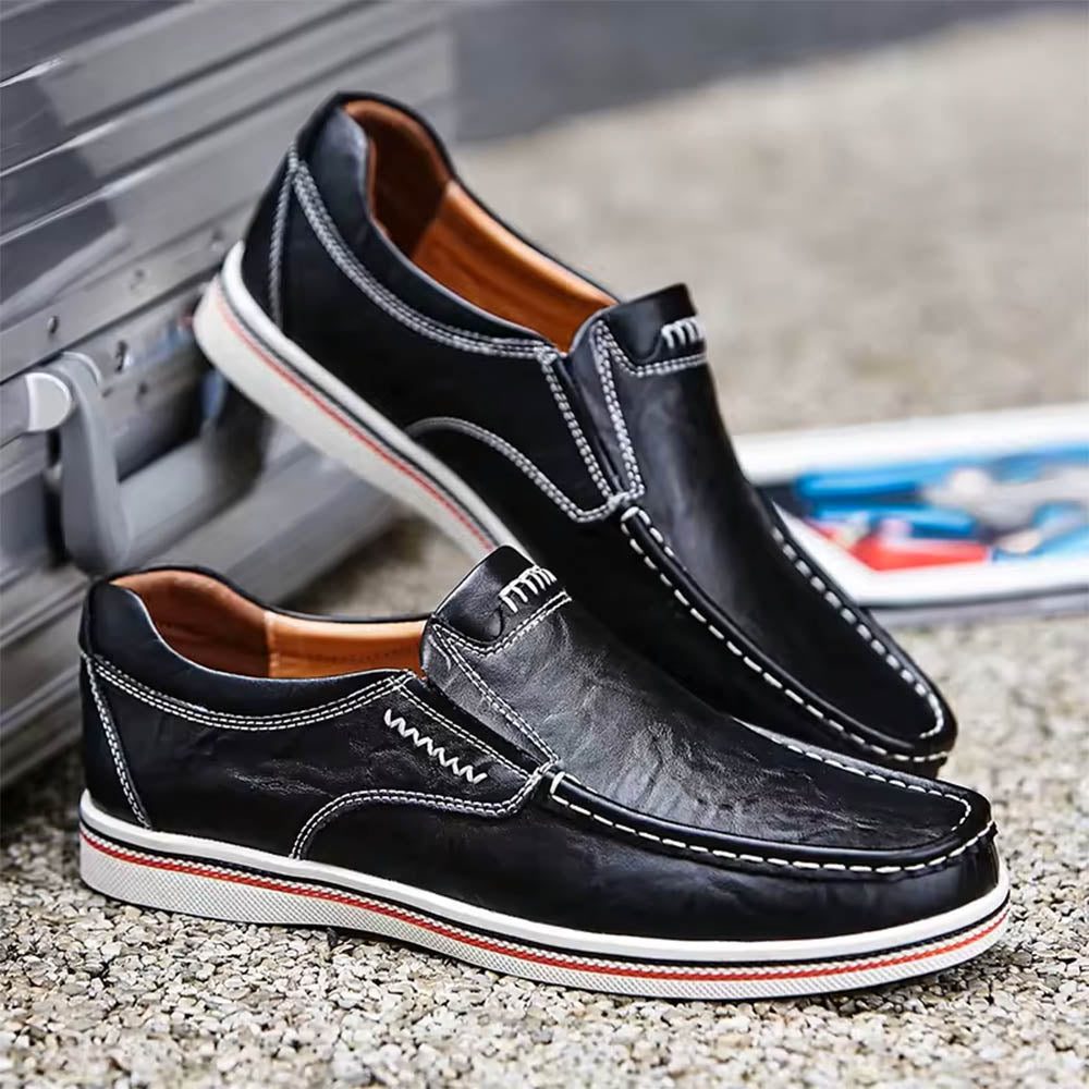 Leather Slip-On Loafer for Men - Black