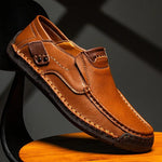 Leather Slip-On Moccasin Loafers for Men - Light Brown
