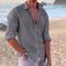 Linen Blend Button-Down Shirt for Men - Gray