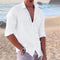 Linen Blend Button-Down Shirt for Men - White