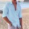 Linen Blend Button-Down Shirt for Men - Blue