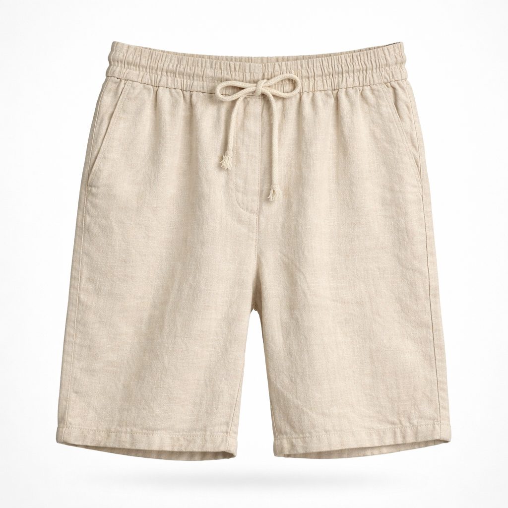 Linen Blend Drawstring Shorts Relaxed Fit for Men - Beige