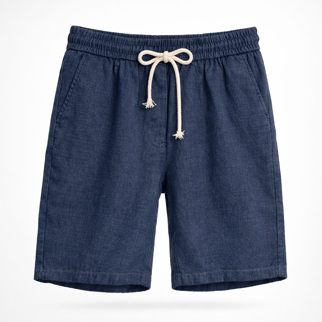 Linen Blend Drawstring Shorts Relaxed Fit for Men - Blue