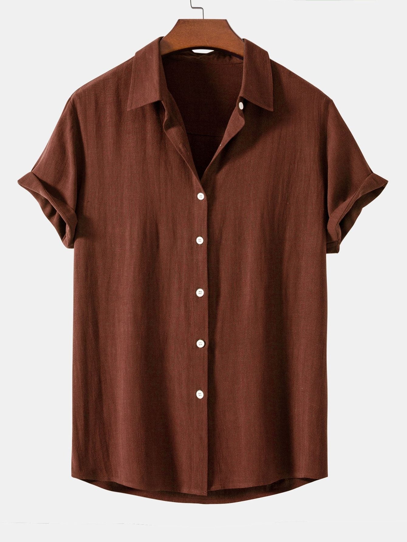 Linen Blend Relaxed Button-Down Shirt for Men