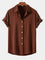 Linen Blend Relaxed Button-Down Shirt for Men