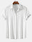 Linen Blend Relaxed Button-Down Shirt for Men - White
