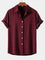 Linen Blend Relaxed Button-Down Shirt for Men - Wine Red