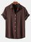 Linen Blend Relaxed Button-Down Shirt for Men - Dark Brown