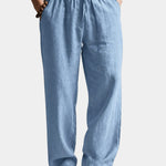 Linen Blend Straight Leg Trousers for Men