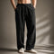 Linen Blend Straight Leg Trousers for Men - Black