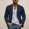 Linen Button-Down Blazer for Men - Navy