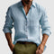 Linen Button-Down Collar Long Sleeve Shirt for Men - Light Blue