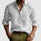 Linen Button-Down Collar Long Sleeve Shirt for Men - White