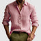 Linen Button-Down Collar Long Sleeve Shirt for Men - Pink