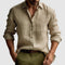 Linen Button-Down Collar Long Sleeve Shirt for Men - Khaki