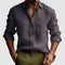 Linen Button-Down Collar Long Sleeve Shirt for Men - Coffee