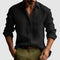 Linen Button-Down Collar Long Sleeve Shirt for Men - Black