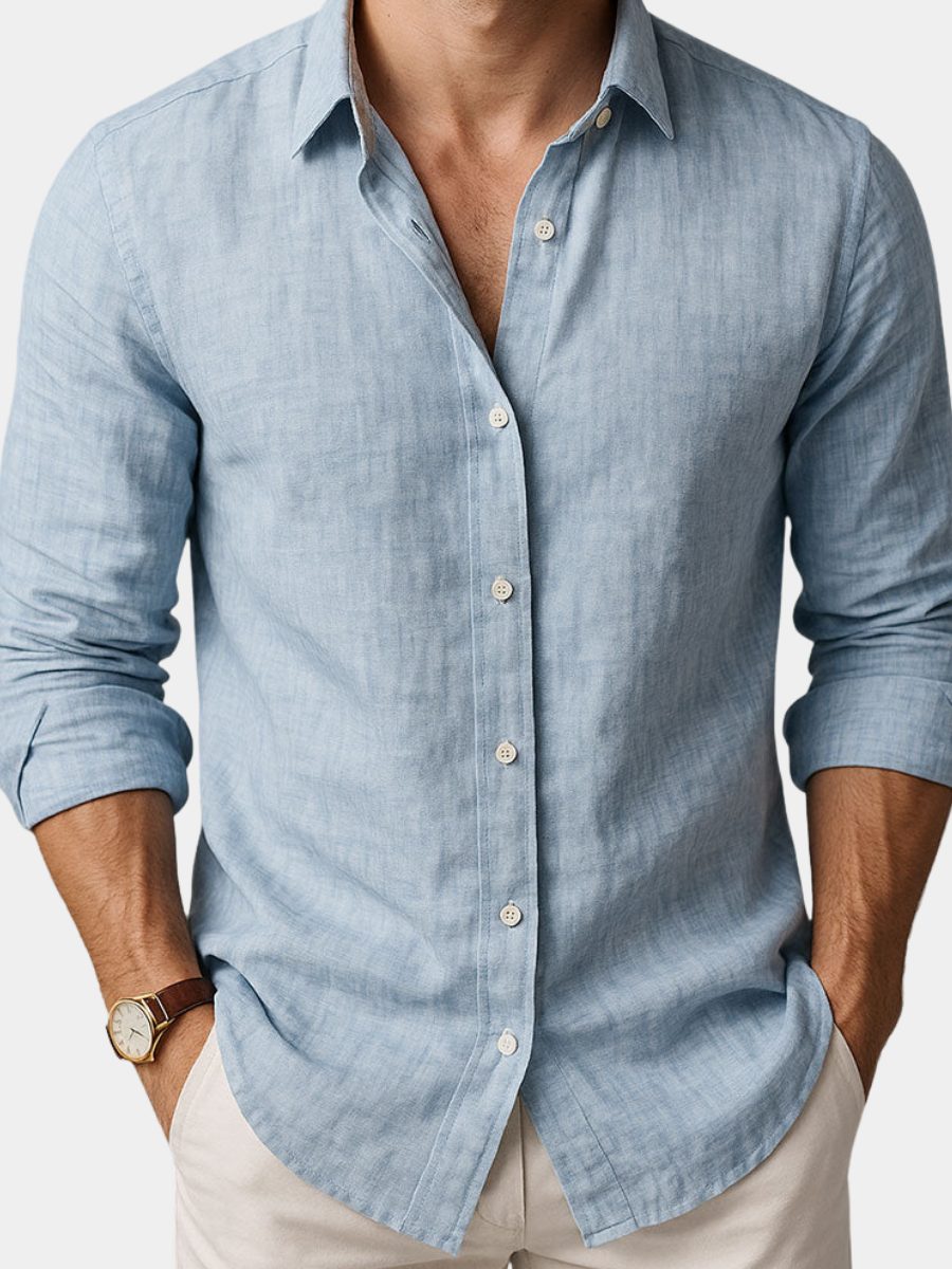 Linen Button-Down Overshirt for Men