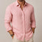 Linen Button-Down Overshirt for Men - Pink