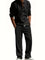 Linen Button-Down Set for Men - Black