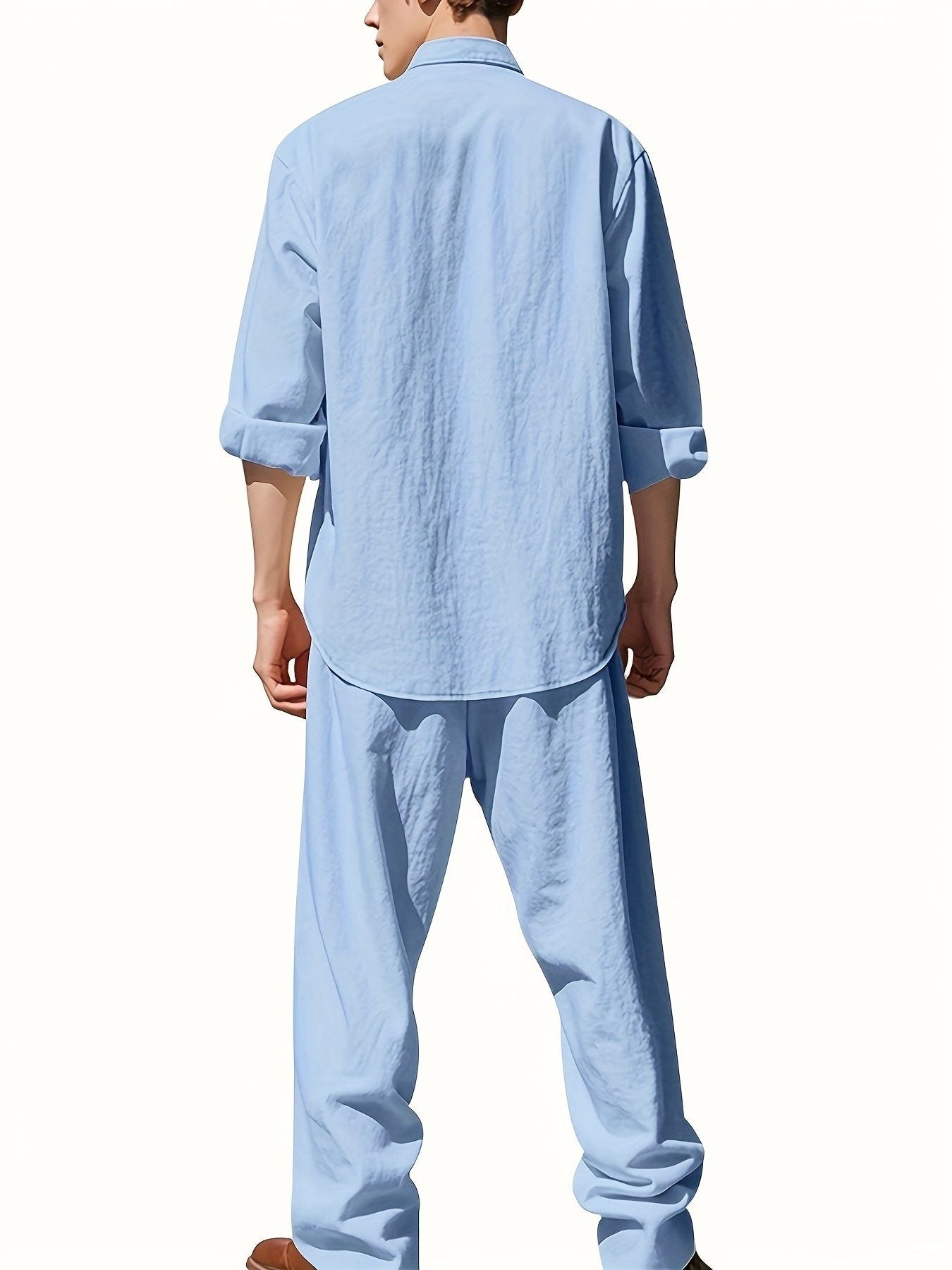 Linen Button-Down Set for Men - View 8