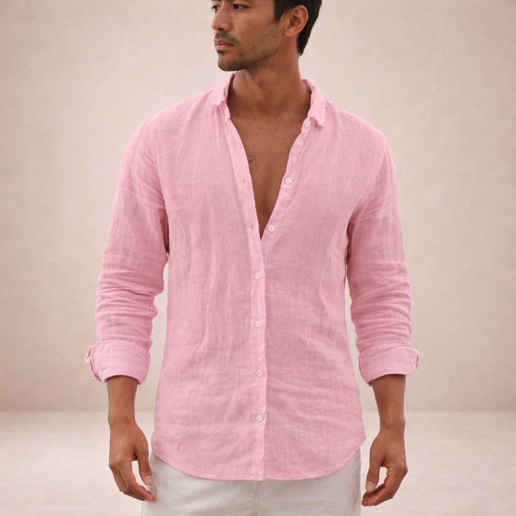 Linen Button-Down Shirt for Men