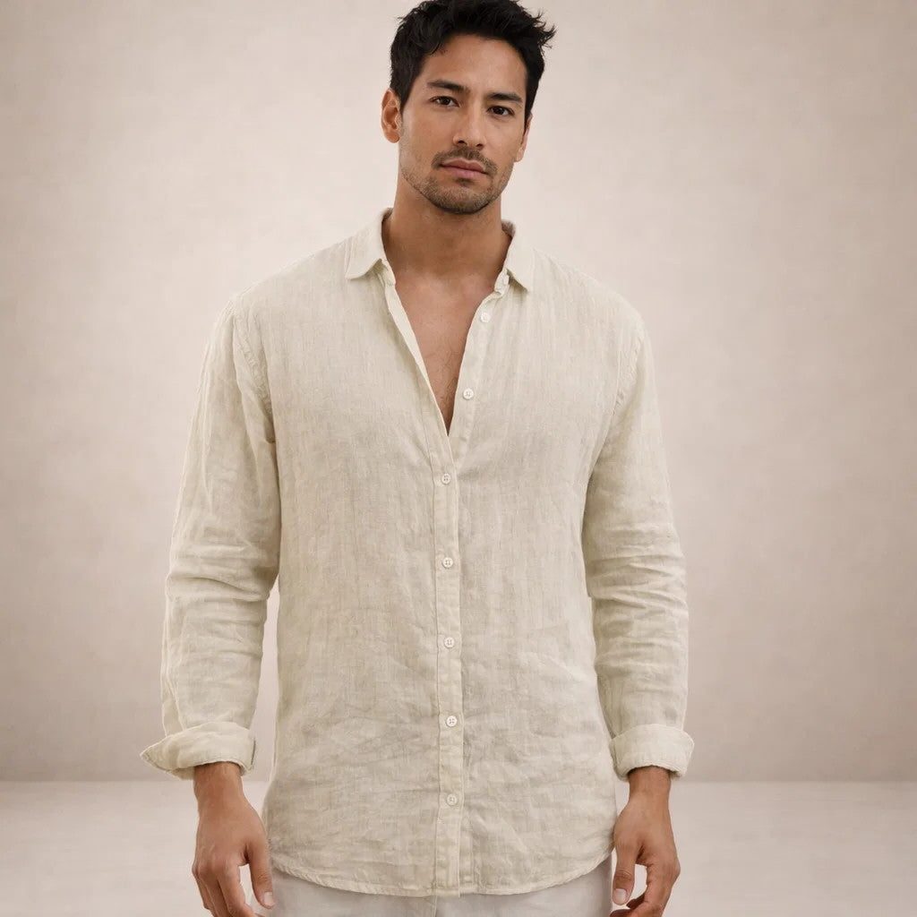 Linen Button-Down Shirt for Men - View 11