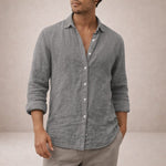 Linen Button-Down Shirt for Men - Grey