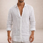 Linen Button-Down Shirt for Men - White
