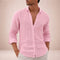 Linen Button-Down Shirt for Men - Pink