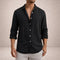 Linen Button-Down Shirt for Men - Black