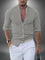Linen Button-Down Shirt with Stand Collar for Men