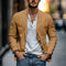 Linen Button-Front Blazer for Men - Brown
