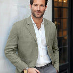 Linen Button-Front Blazer for Men - View 8